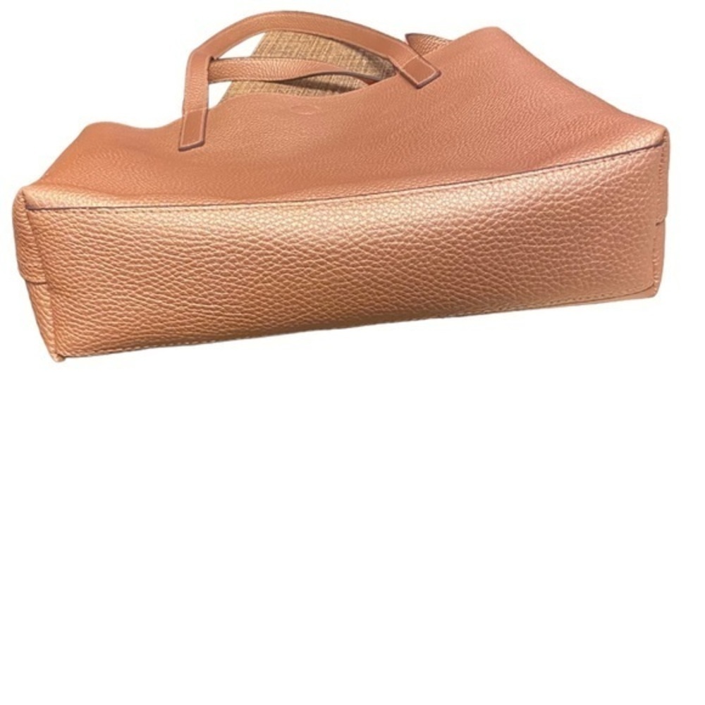 Rose metallic pink faux leather medium size shoulder tote bag w pink inside EUC - Picture 9 of 12